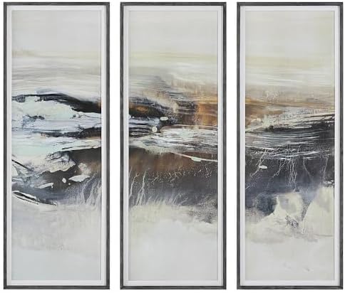 Uttermost Graphite 63x23 Horizon Wood Framed Print in Multi-Color (Set of 3)