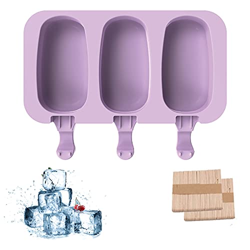 製氷皿 アイストレー 蓋付 パープル オーバル柄 木製アイススティック棒付
