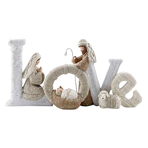 Crèche De Noël Fenteer En Résine Avec Lumière - Décoration Religieuse - 20,5cm