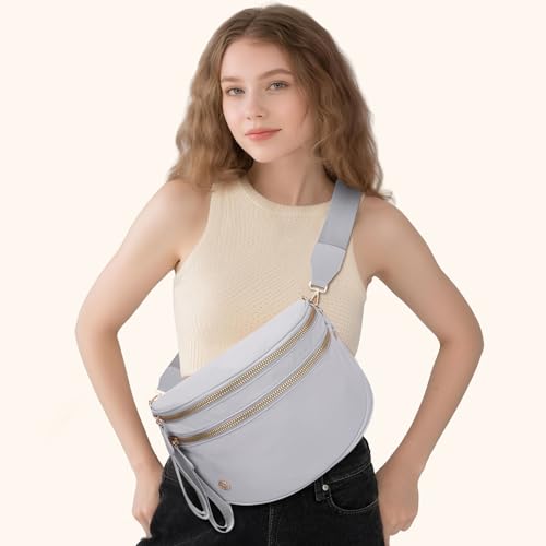 Image of Womens Crossbody Bag, Spacious Nylon Bum Bag Trendy Shoulder Purse with Adjustable Strap Zipped Travel Essentials