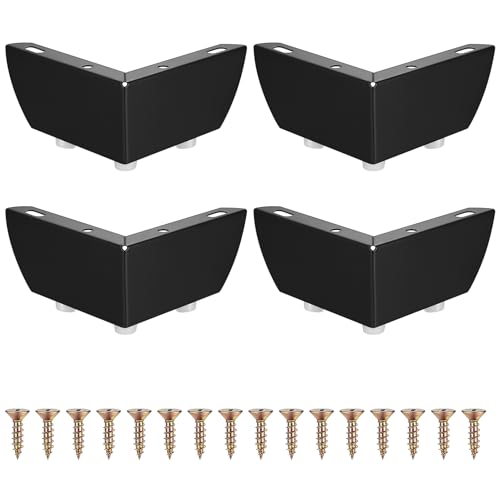 Qeapug 4 Pièces Pieds de Meubles 5.5 cm Pied Meuble, Pied de Table, Pieds Armoire en Métal, Jambes de Table en Forme de Triangle, Pied pour Meuble Canapé Placard Armoires Cuisine, Noir