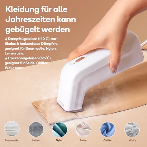 Newbealer Dampfglätter, Tragbarer Handbügeleisen für Kleidung, 170 ml Wassertank Dampfbürste, 15g/min Dampfleistung Dampfbügeleisen, 25 Schnelles Aufheizen, Horizontal und Vertikal Bügeleisen