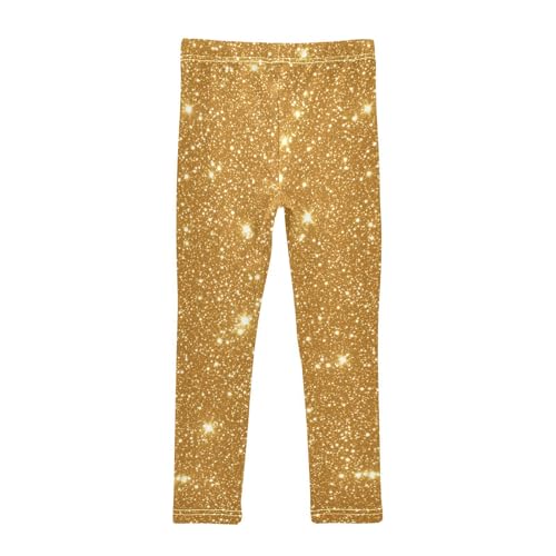 Girls Leggings Golden Glitter Shiny Kids Length Leggings Pants Toddler Athletic Soft Tights Trousers 4T2