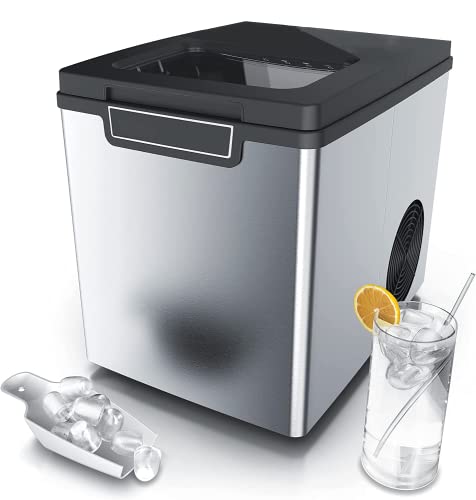 BXBX Eiswürfelmaschine 14 kg 24 h, 6 Minuten Produktionszeit, Selbstreinigung, 2 Würfelgrößen, 2.2 Liter Wassertank, LCD…