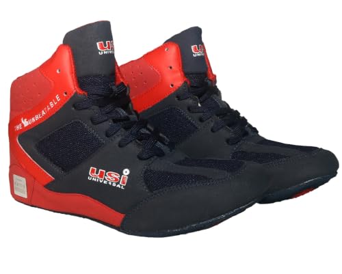 Image of USI UNIVERSAL Wrestling Shoes, 701WRB Comferto Red /Navy Sports Shoes For Wrestlers For Men & Women With Pu Suede, Mesh & Rubber Construction