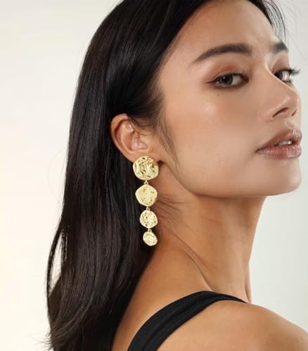 Image of WOWORAMA Chunky Clip On Earrings for Women Vintage Flower Statement Earrings Large Floral Clips Dangle Earring Trendy Non Pierced Jewelry Gold /Silver