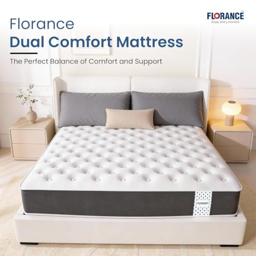 Image of Florance Premium Flip Dual Comfort Mattress with Pain Relief Technology, 3 Layers, Reversible Medium Soft & Firm Side, Quilted Knitted Fabric, King Size Mattress, 10 Years Warranty, 78x72x5
