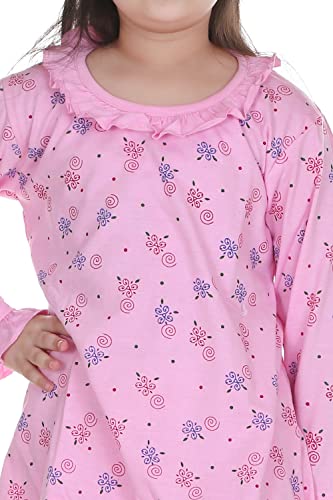 Image of Baby Girls Floral Print Hosiery Cotton Top & Pyjama Set