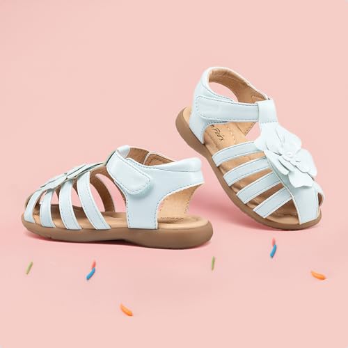 Image of DREAM PAIRS Girls Toddler /Little Kid Closed-Toe Flower Summer Dress Sandals Shoes