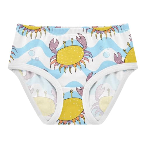 Cartoon Yellow Crabs Pastel Girls Underwear Toddler 2t Cotton Little Girl Panties Pattern Briefs Undies Kids