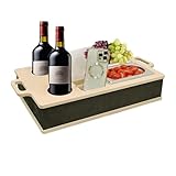 couchbar snackbox , Knietabletts zum Essen mit Snackschalen aus Edelstahl , Serviertablett aus Holz für Fernbedienung/Snacks/Getränke