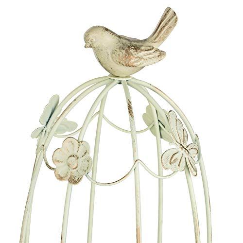 Sziqiqi Decorative Bird Cage Candleholder For Antique Decor, Fit For Flowers Planter Candles Garland Cupcake Display For Wedding Centerpiece Holiday Decoration, Distressed Ivory 38Cm/15 Inch #TOP5