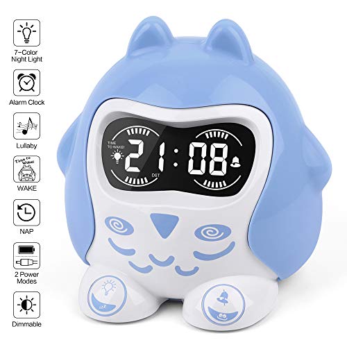 Time to Wake Kids Sleep Trainer Clock, White Noise Machine with 9 Ba