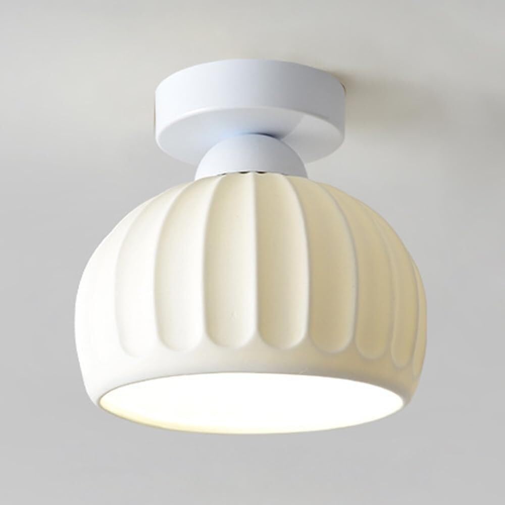 Ceramiczna Lampy Sufitowa Do Montażu Półpłaskiego, Nowoczesna Prosta Lampy Sufitowa Z Białym Paskiem, Kloszem, Oświetlenie Sufitowe Do Korytarza Wejściowego Schodów(White)