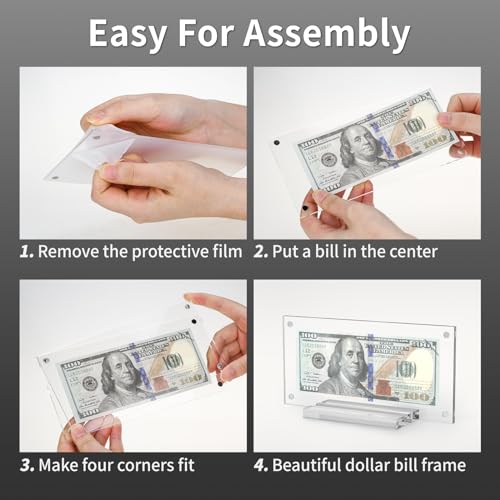 Dollar Bill Frame, 4pcs Dollar Bill Holder for Collectors Currency Ticket Protector — view 2