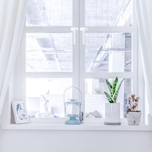LINGJIA 2 Stück Fensterschloss, Fensterknauf, Fenstergriffe, Weiße Türgriffe, Balkontürgriffe, Fensterbeschläge, aus Aluminium, Ohne Schließzylinder, Fensterschlösser, für Fenster, Balkontüren