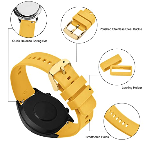 Bisonstrap Watch Strap 18Mm, Quick Release Silicone Watch Bands For Men Women (Yellow, Gold Buckle) #TOP3
