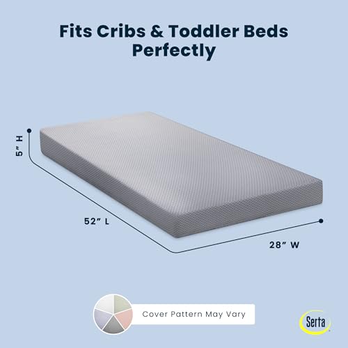 Image of Serta Perfect Slumber Breathable Two-Stage Crib Mattress and Toddler Mattress - Breathable Cover and Fiber Core, Machine Washable Cover, Waterproof, 7 Year Warranty, Made in USA