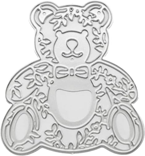 Troqueles de corte de metal con diseño de oso plateado, suministros de fiesta de Navidad para hacer tarjetas, decoración de muebles, flores, álbumes de recortes, cuero, Pascua, troquelado y grabado en