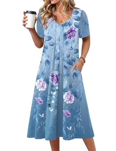 Zeagoo Vacation Dresses Summer Casual Dress Womens Beach Sundress V Neck L