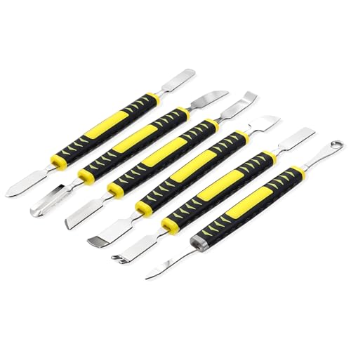 HJZHII 6 piezas de doble extremo de metal, herramienta profesional de apertura de reparación de electrónica, herramienta de apertura antiestática, kit de reparación de herramientas de palanca no