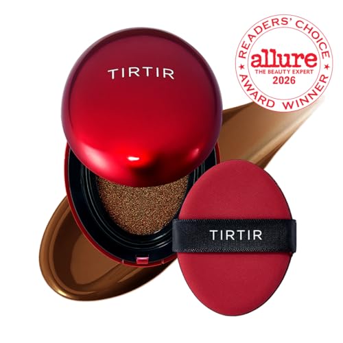 Image of TIRTIR Mask Fit Red Cushion Foundation | Full coverage, Weightless, Skin fit, Satin Glow Finish, Korean Makeup BB Foundation, beauty, Tattoo cover up, Buildable (#47N Ebony, 0.63 Fl Oz)