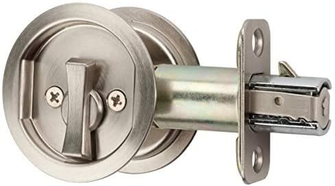 Round Bed/Bath Privacy Pocket Door Latch Satin Nickel