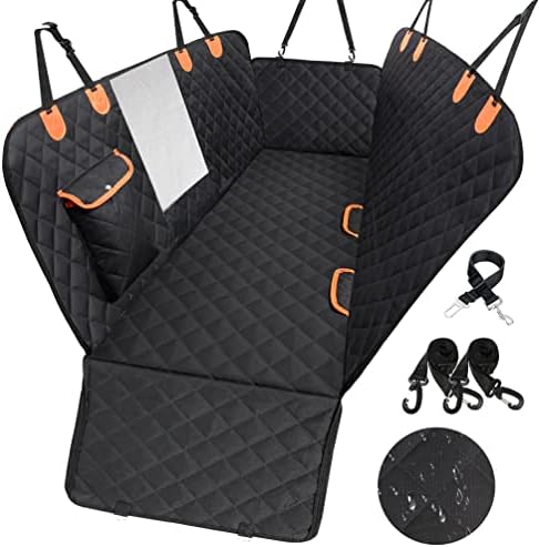 EasyHaWei Dog Car Seat Cover for Back Seat 600D Scratchproof Nonslip Durable Waterproof Cars Pet Backseat Covers with Mesh Window Dogs Hammock for Car，SUV, Truck (54" W x 58" L)