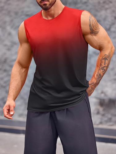 Runcati Mens Sleeveless Tank Tops Workout Muscle Gym T Shirts Crew Neck Gradient Tee Tops2