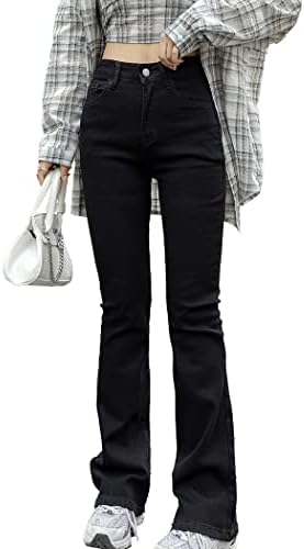 Teddy Women's Street Flare Denim Pants, Stretch, Lightweight, High Waist, Spring Summer Fall pants459