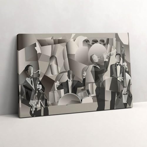 Orchestre géométrique Wallfluent 60x40cm - Toile d'art peinte haute finition