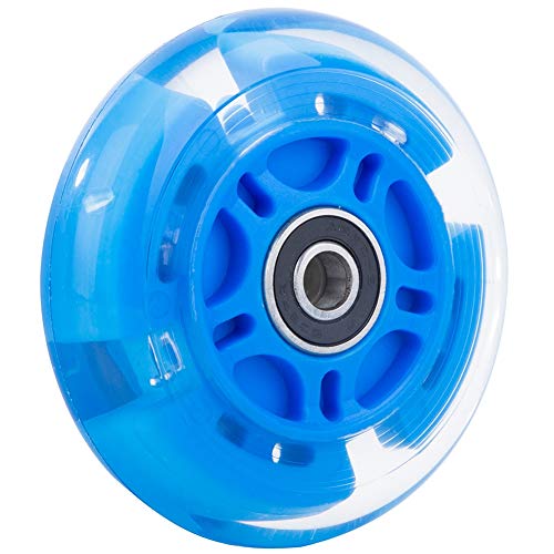 Aowesm 80Mm Light Up Scooter Wheels 80 Mm Pu Led Flash Flashing 3-Wheel Kick Scooters Rear Replacement Wheels For Kids Toddles Boys And Girls (2-Pack) (Blue) #TOP6