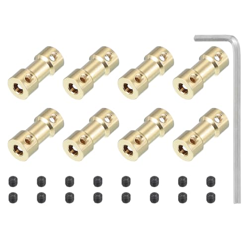 PATIKIL Messing Wellenkupplung 4mm bis 4mm, 8 Stück Kardangelenk Gelenkwelle Universalgelenk mit Schrauben Kugelgelenk Motorverbinder für Anhänger RC Aubisreifenwelle Auto Mobisr