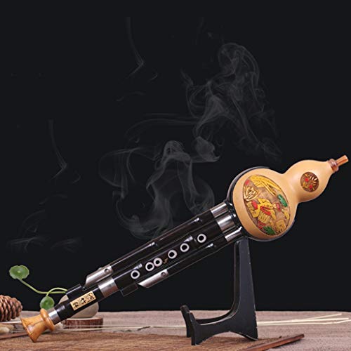 Priority Culture Hulusi,Gourd Flute,Cucurbit Flute Chinese Traditional Handmade Gourd Flute Hulusi Tuned Instrument In Banquet Hall Durable Ebony Flute With Piano Case Exquisite Pattern #TOP1