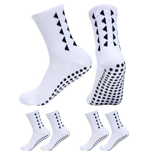 Mayoii 3 Pairs Anti-Slip Grip Football Socks for Men & Women – Cushioned Cotton Athletic Non-Slip Socks for Soccer, Rugby, Training, Yoga & Gym