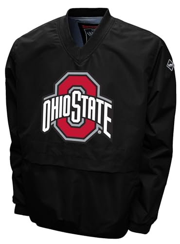 2Bhip NCAA Ohio State Adult Black Lightweight V-Neck Windbreaker Wind Shirt Pullover Jacket For Men