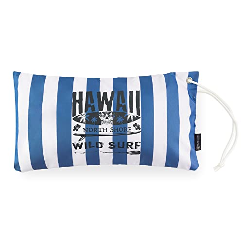 HOMELEVEL Almohada de Playa con Cordel - 55 x 30 cm - Almohada ligera para Camping con Funda Extraíble - Repele el Agua y la Arena