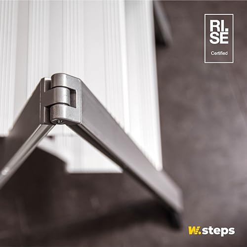 Alu Trittleiter Vikingstep Maxi von W.Steps I 720mm hoch I Belastbar bis 150kg I Kompakte Aluminium Klapptrittleiter mit 2 Stufen I Nur 35mm breit I 728143