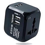 QISI マルチ変換プラグ 200ヶ国対応 最大4台同時充電 Type-C 搭載 iPhone/Android機種急速充電 USB×2＋Type-C 2.4A出力 Cタイプ/BF/Oタイプ 変換アダプタ 海外コンセント対応 ヨーロッパ 韓国 マレーシア オーストラリア用 (ブラック)