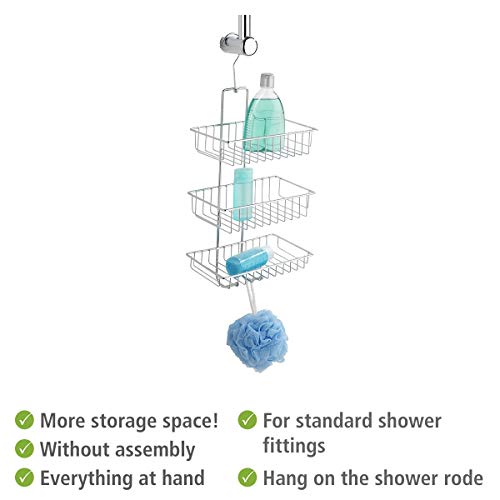 WENKO Nivala Douchecaddy met 3 etages, doucheplank voor douchegel, shampoo & Co, hangmand voor badkamer, bevestiging… - Image 4