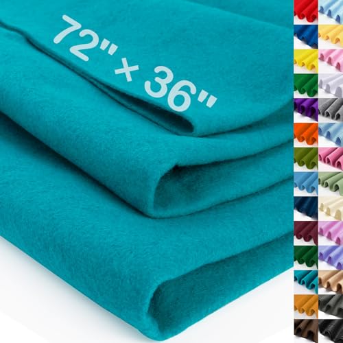 Image of XSEINO Peacock Blue Large Felt Fabric 72 inch X 36 inch(2 Square Yards), 1.4 mm Thick Soft Felt Fabric Sheet for Crafts, Blue Series Colors Soft Nonwoven Fabric, Fit for Decoration, Sewing, DIY Crafts