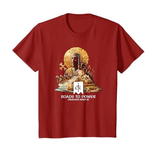 Paradox Interactive Herren Damen Unisex Kinder T-Shirt Gaming T-Shirt Schwarz Kurzarm Klassisch geschnitten T-Shirt Crusader Kings III Roads to Power T-Shirt Kraft und Vermächtnis Klein EU S