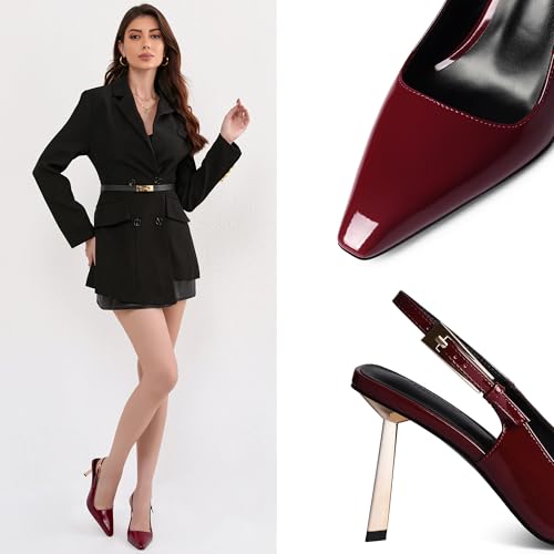 Image of iiimmu Slingback Heels for Women 3.5 in / 4 in Kitten Heel Closed Toe Pumps Dress Shoes