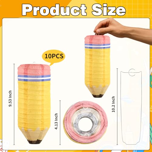 Image of 10 Pcs Classroom Decor Pencil Hanging Paper Lanterns Colorful Preschool Kindergarten Graduation Classroom Ceiling Decor for Back to School, First Day of School Supplies