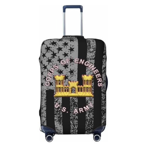Army Corps of Engineers Travel Luggage Cover Suitcase Protector Fits 18-21 Inch Case(Black,S)