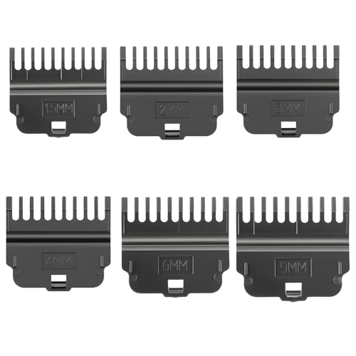 Peignes pour Sabot Cheveux, 6 Pcs Tondeuse à Cheveux Limite Peigne, Guide Ensemble Peigne, Sabot Tondeuse, Housse de Protection- 1,5 mm/2 mm/3 mm/4 mm/6 mm/9...