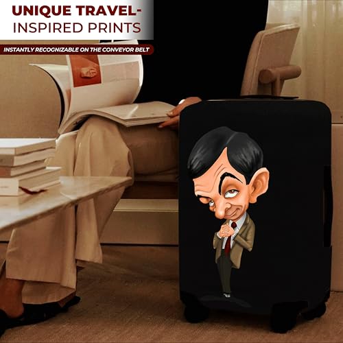 Image of WanderWraps Spendex Polyester Protective Luggage Cover | Hard Luggage Trolley Bag Cover | Washable | Dust Proof | Stretchable | M - 24 inch | Mr Bean