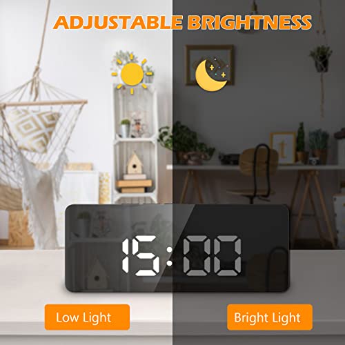 Jxtz Digital Alarm Clock, Led Alarm Clocks Bedside With Temperature, Usb/Battery Powered Bedside Clock With 2 Adjustable Brightness, Snooze, Voice Control, Date, Time, For Makeup Home Travel #TOP3