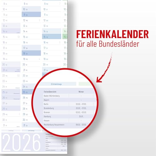 Yohmoe® XL Wandkalender 2026 groß DIN A1 (84 x 60 cm) \Seasons\ GEFALZT in Poster Größe. Querformat, gefaltet - Kalender 2026 Wandkalender