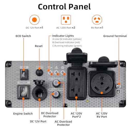image for Oxseryn Power Equipment 4400 Watts Inverter Generator Gas Powered, Por